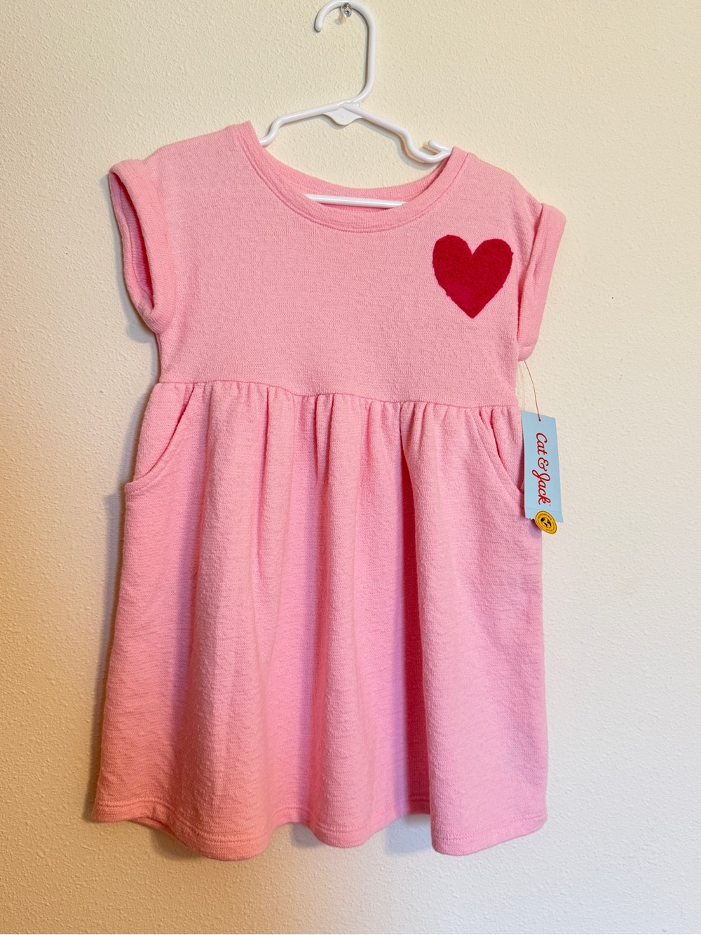 4t Cat & Jack Pink Knit Dress with Red Heart